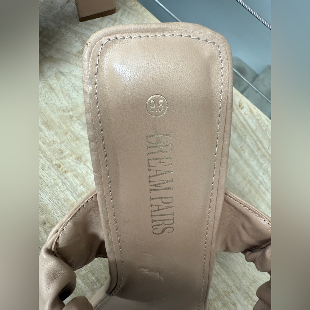 Dream Paris Women's Square Toe Strap Chunky Heel Mules Nude Trendy Stylish 9.5 - Picture 8 of 8